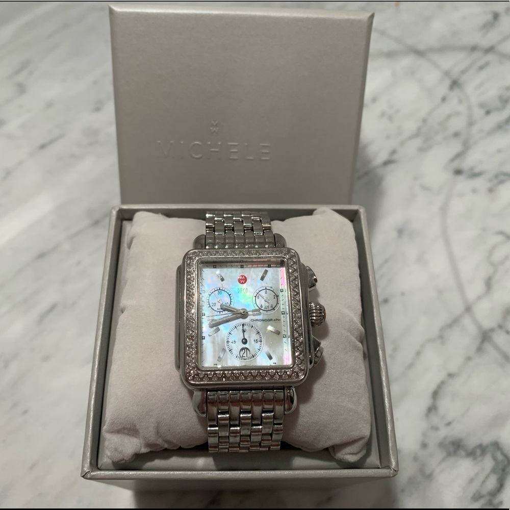 Michele Deco Diamond Chronograph Watch
